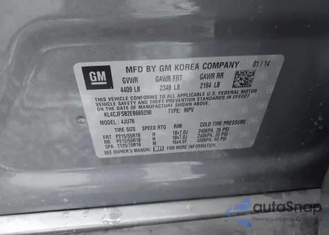 2014 Buick Encore Convenience из США, поврежденный, VIN KL4CJFSB2EB665290